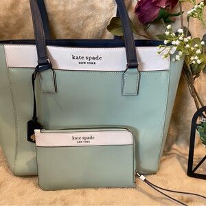 Kate Spade Mint Green Tote and Wallet Set